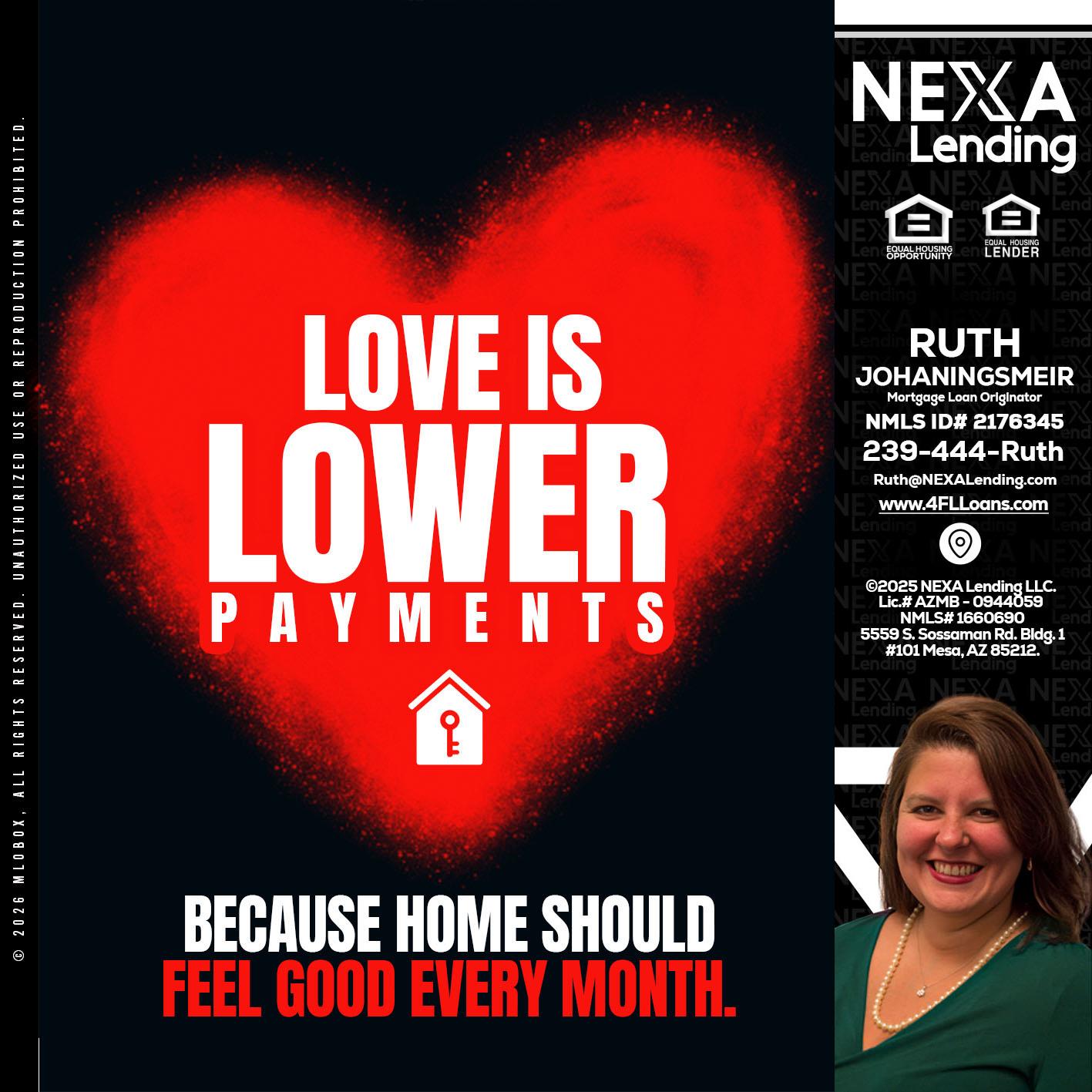 LOVE IS LOWER - Ruth Johaningsmeir -Mortgage Loan Originator