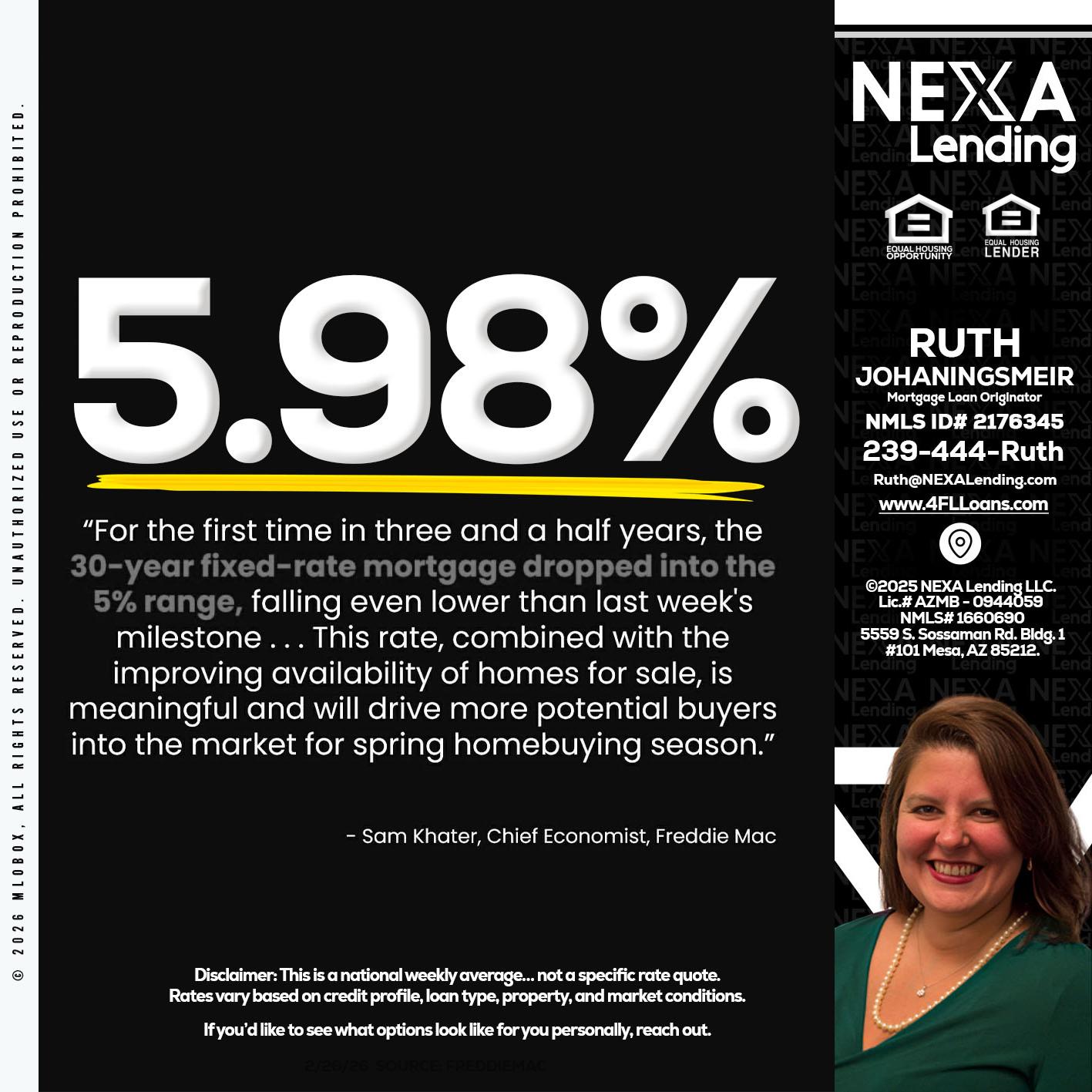 5.98% - Ruth Johaningsmeir -Mortgage Loan Originator