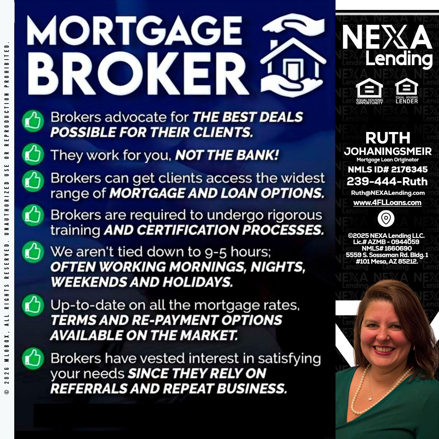MORTGAGE BROKER - Ruth Johaningsmeir -Mortgage Loan Originator