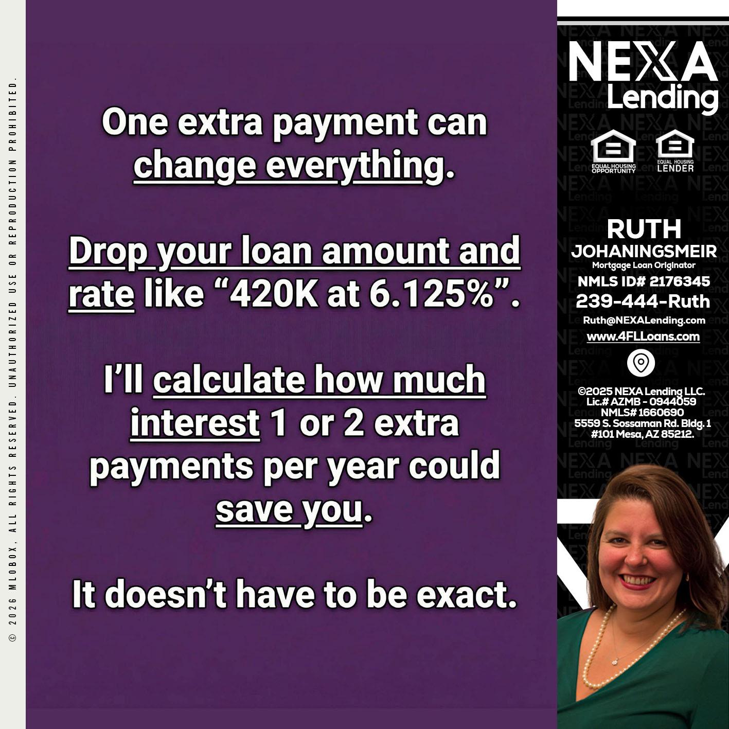 ONE EXTRA - Ruth Johaningsmeir -Mortgage Loan Originator