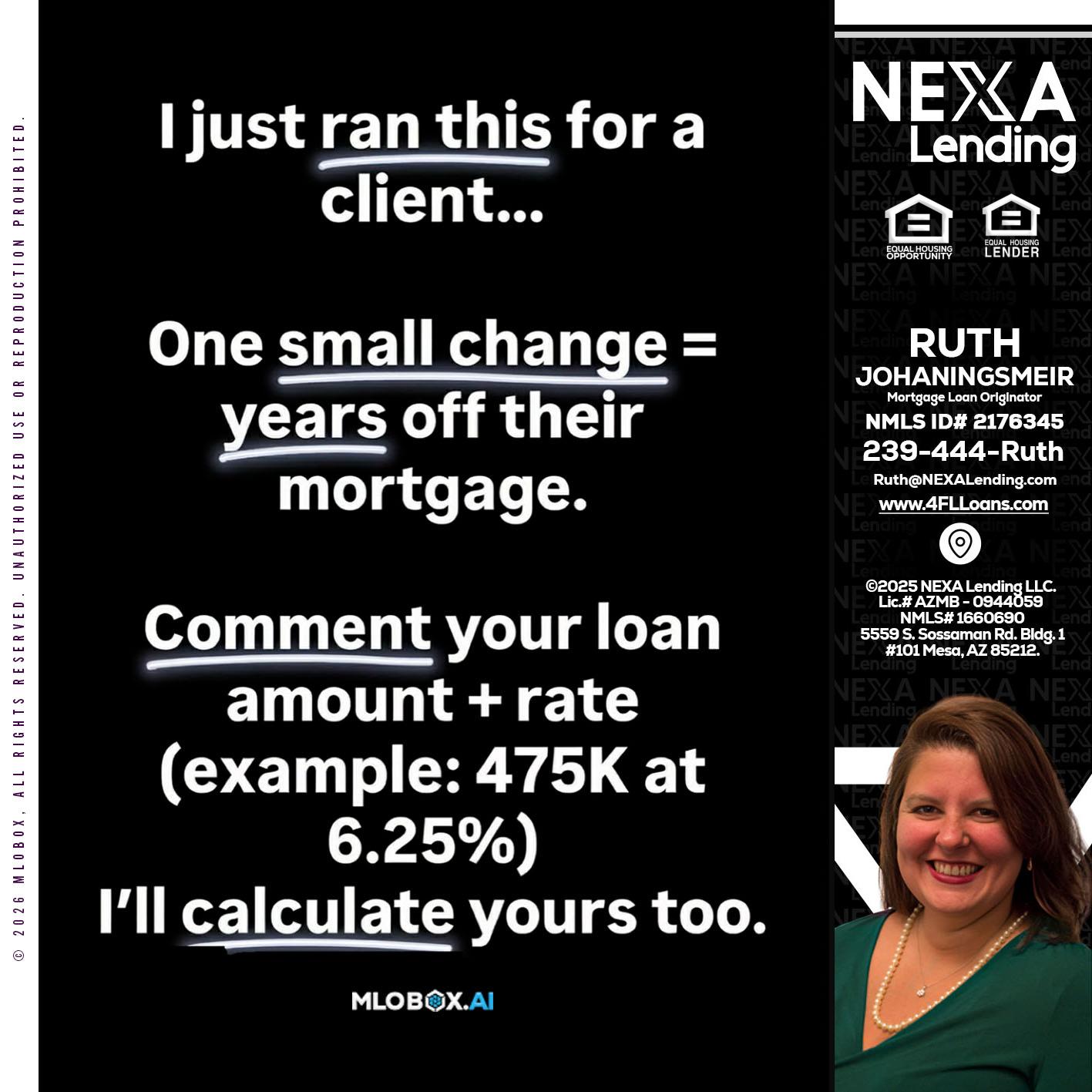 I JUST RAN - Ruth Johaningsmeir -Mortgage Loan Originator