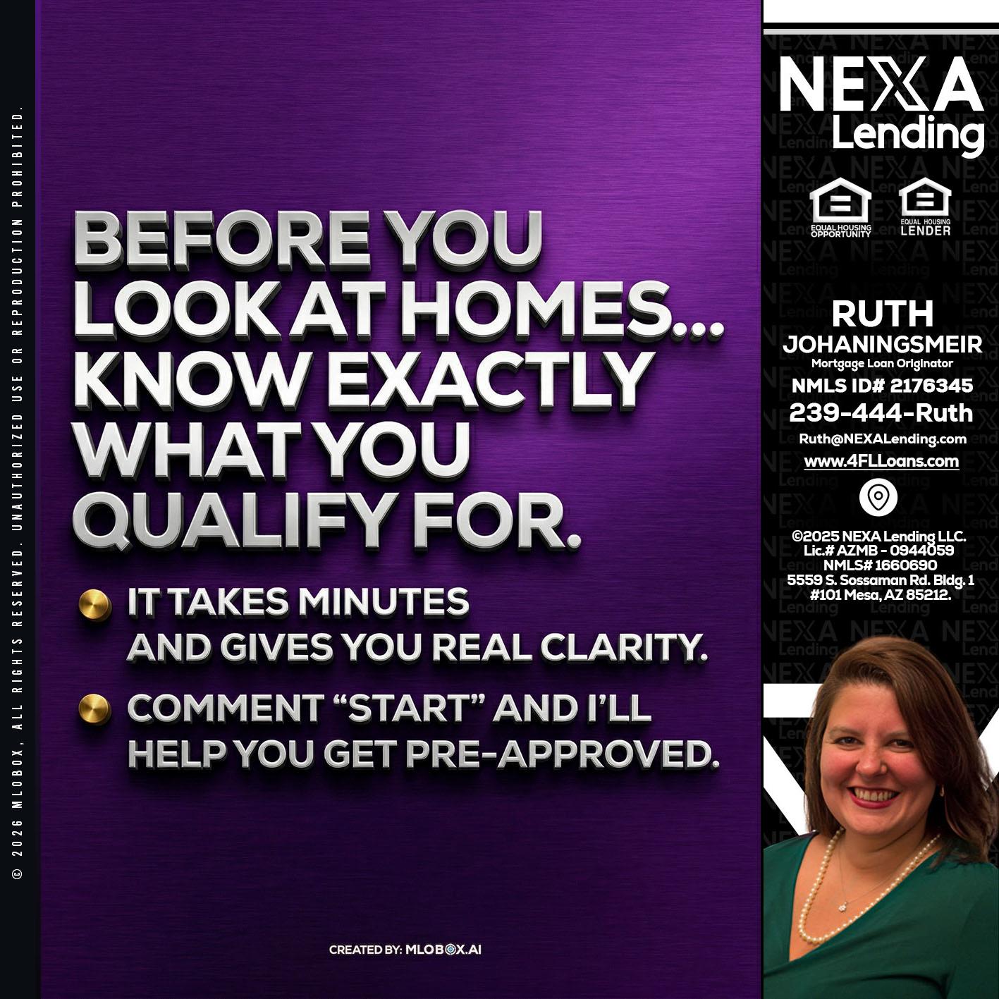 BEFORE YOU - Ruth Johaningsmeir -Mortgage Loan Originator