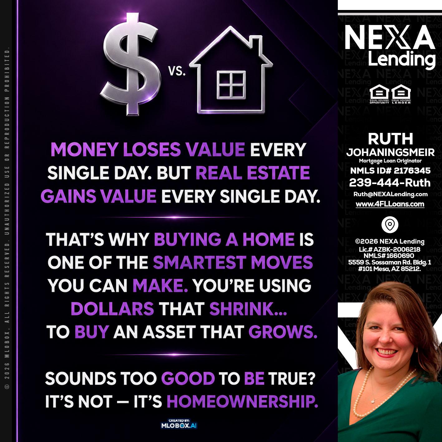 MONEY LOSES - Ruth Johaningsmeir -Mortgage Loan Originator